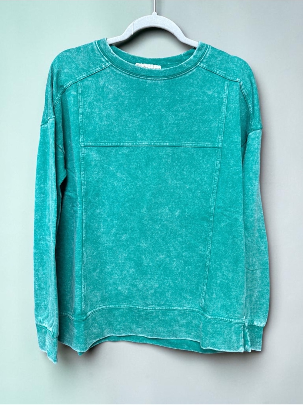 Women's Washed Green Crewneck Sweater